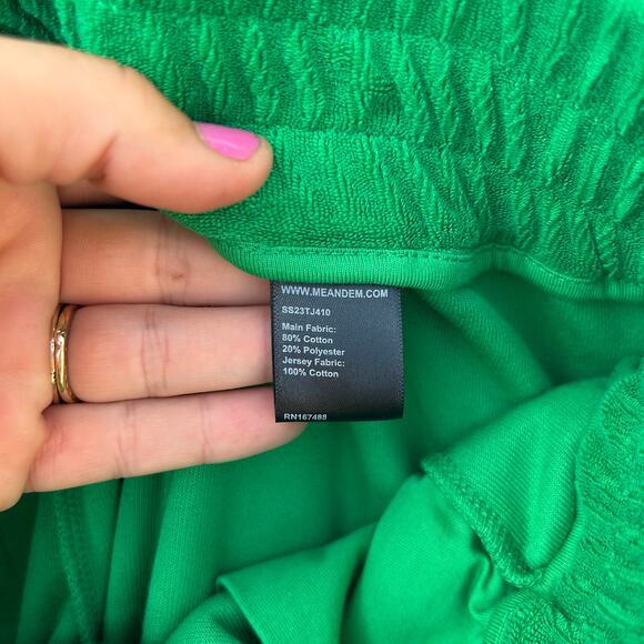 ME+EM 3 Piece Set Toweling Wide Leg Cropped Green Sweatpants Tank Polo 4 Cotton - Picture 15 of 15